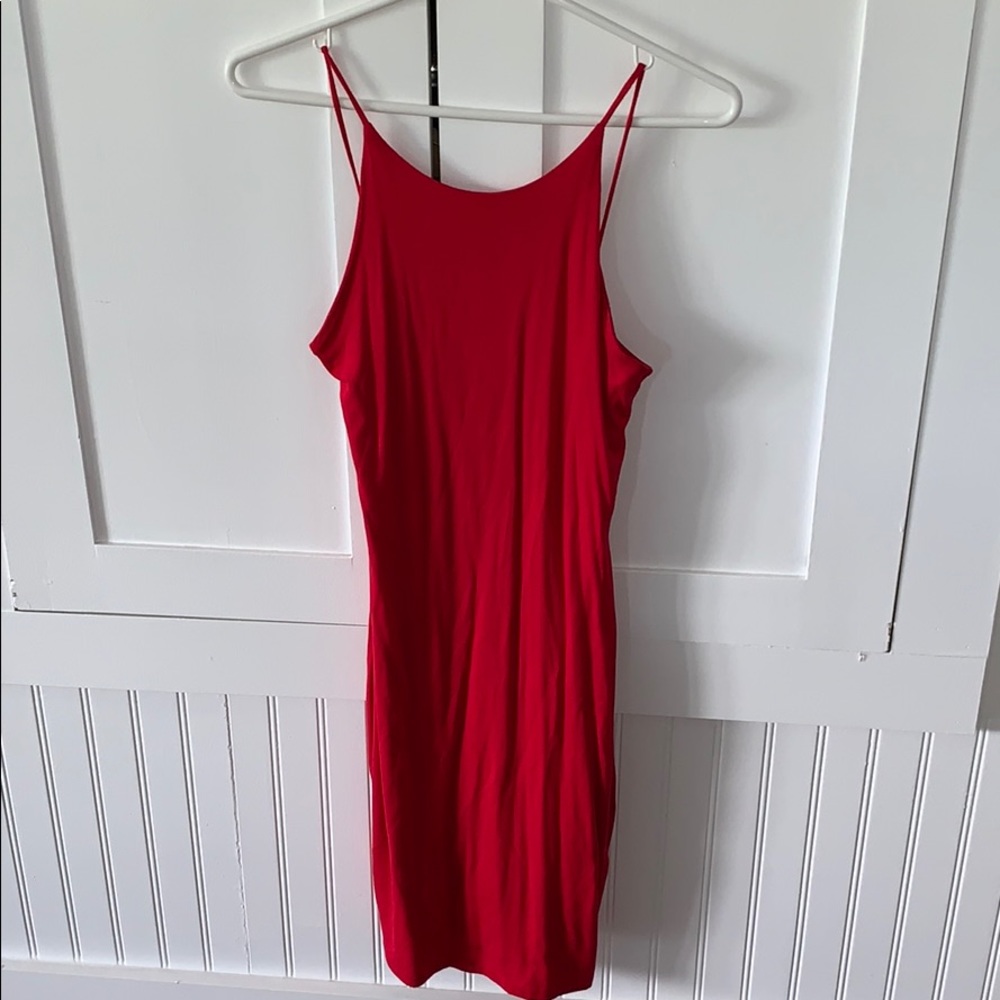 Fitted Red Dress with criss-cross back